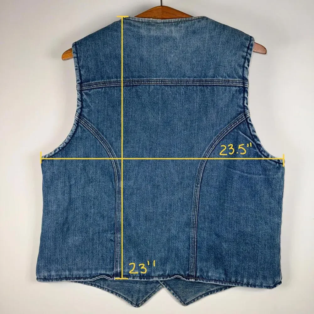 VTG 70s/80s Wrangler No Fault Denims Sherpa Lined Vest RARE Tag Made in USA XL - Picture 6 of 8